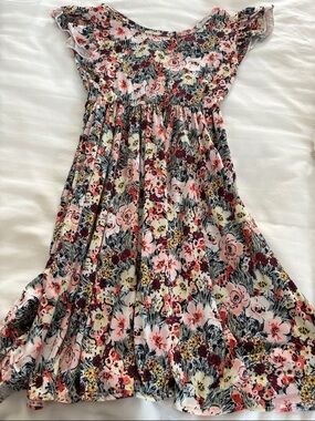 Dot Dot Smile Girls Floral Pink & Multi Short Sleeve Dress size 7